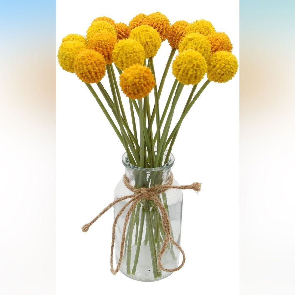 18 Pcs Artificial Billy Ball Flowers Yellow & Orange